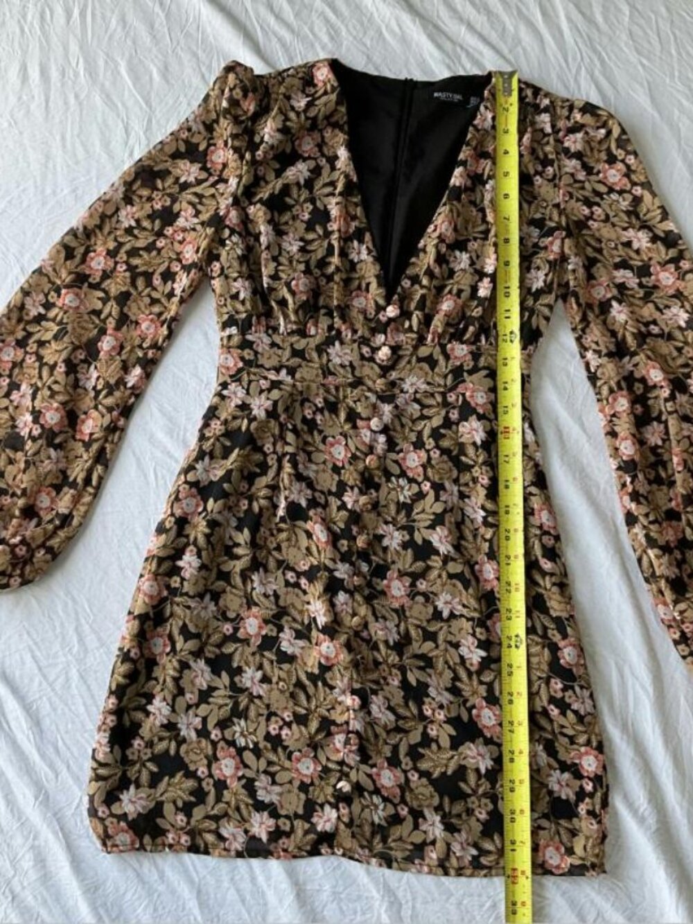 Nasty Gal Black Floral Metallic Mini Dress Size 0